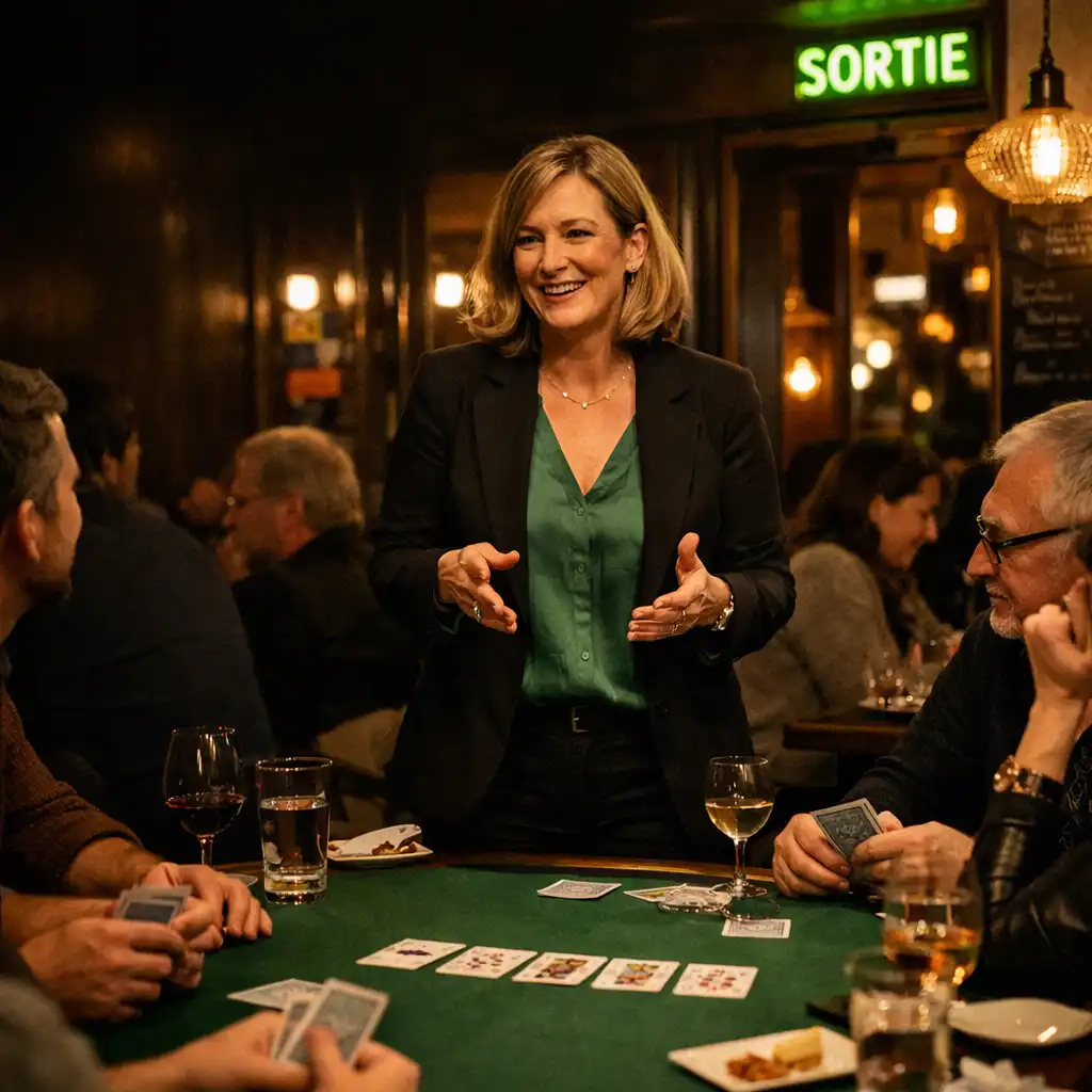 Soirée poker animée autour d’une table dans le restaurant Looren Via